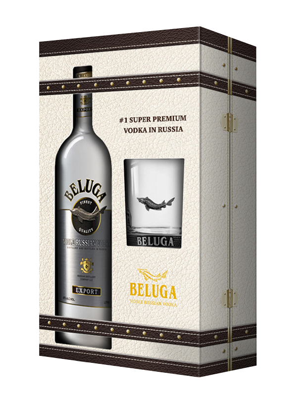 Beluga Noble Limited Edition Vodka 0,7 l gift pack, glass